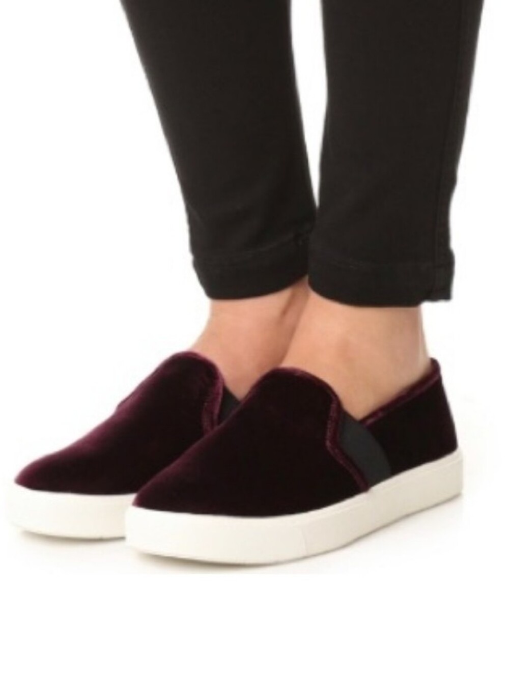 Vince Blair Red Velvet Slip On Shoes Loafers Burgundy Maroon Size 6 EUC